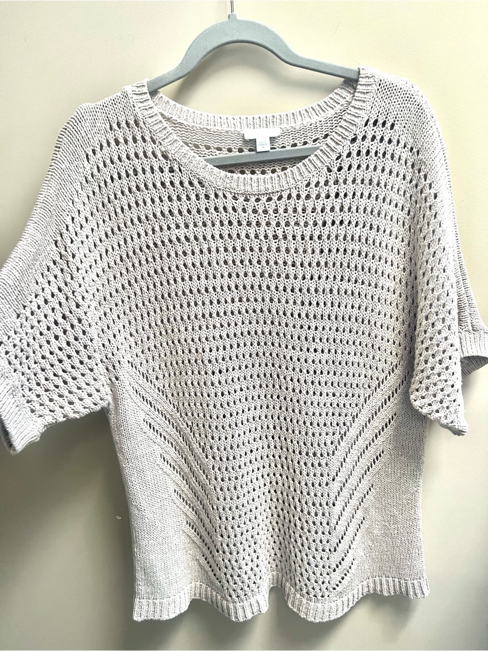 J. Jill Cream Crochet Short-Sleeve Knit Top